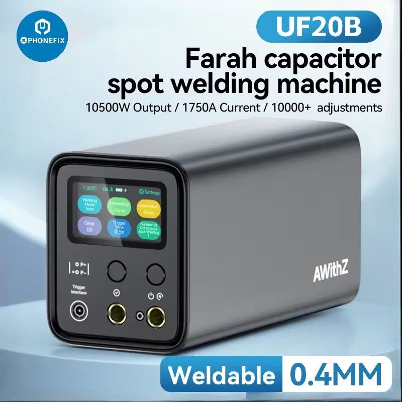 AWithZ UF20B New Farah Capacitor Spot Welding Machine Strong Soldering 0.4mm Solderable Copper for Phone Motherboard PCB Repair