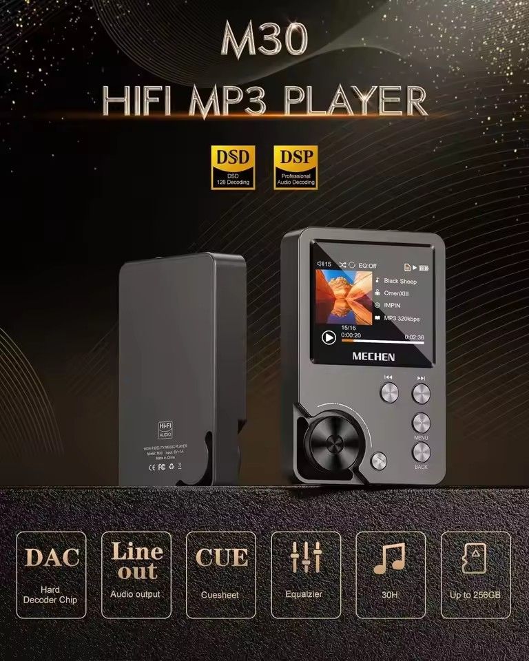 High Quality Lossless MP3 Player/MECHEN-M30/HiFi/with 64GB Memory Card Support Up to 256GB