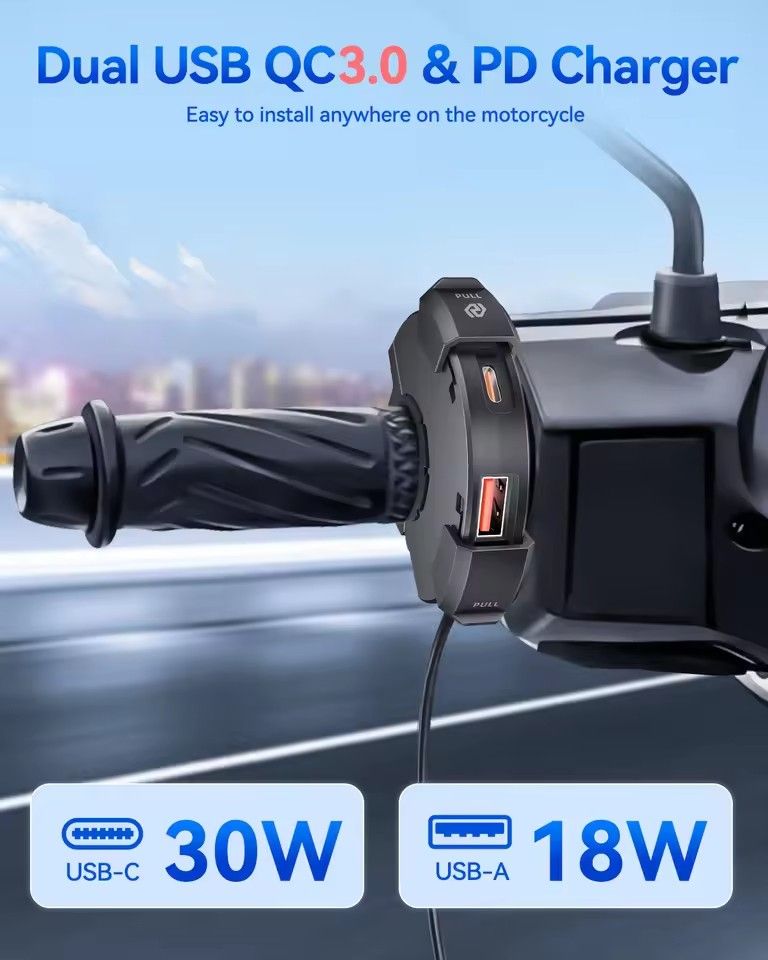 12V New Motorcycle Usb Fast Charger With Type C Cell Phone Port Power Outlet Waterproof Socket Chargers Plug Adapters For Moto