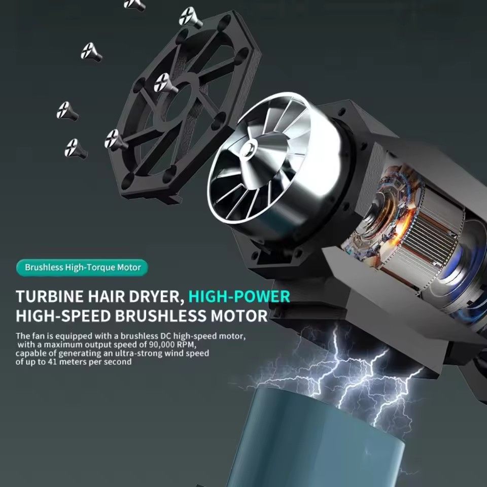 130000RPM Portable Turbo Jet Fan Electric Air Duster Car Cleaning Blower Tool 4 Gears adjustable Type-C Charging Handheld Blower