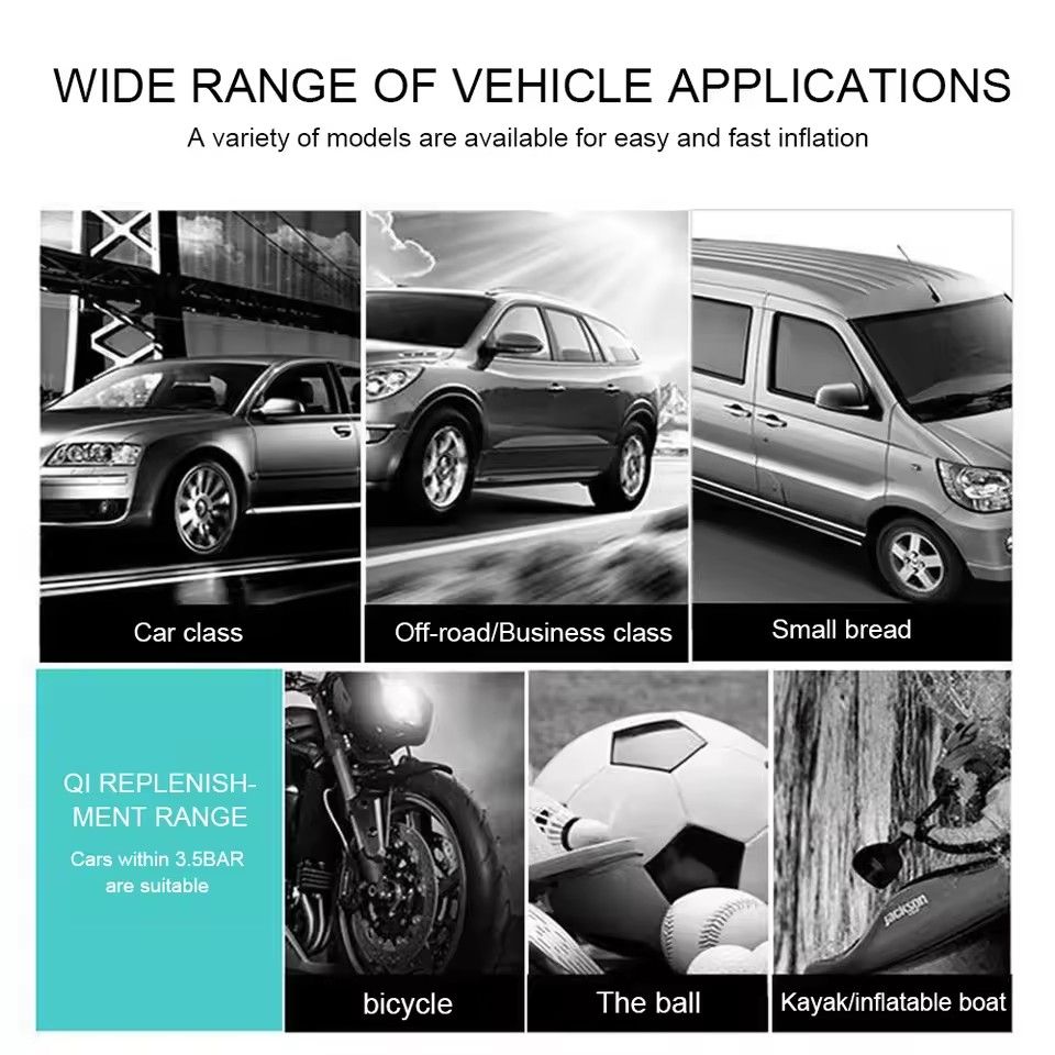 12V 150PSI Mini Air Compressor Dual Cylinder Heavy Duty Tire Inflator With LED Light Car Electric Air Pump Auto Inflatable Tool