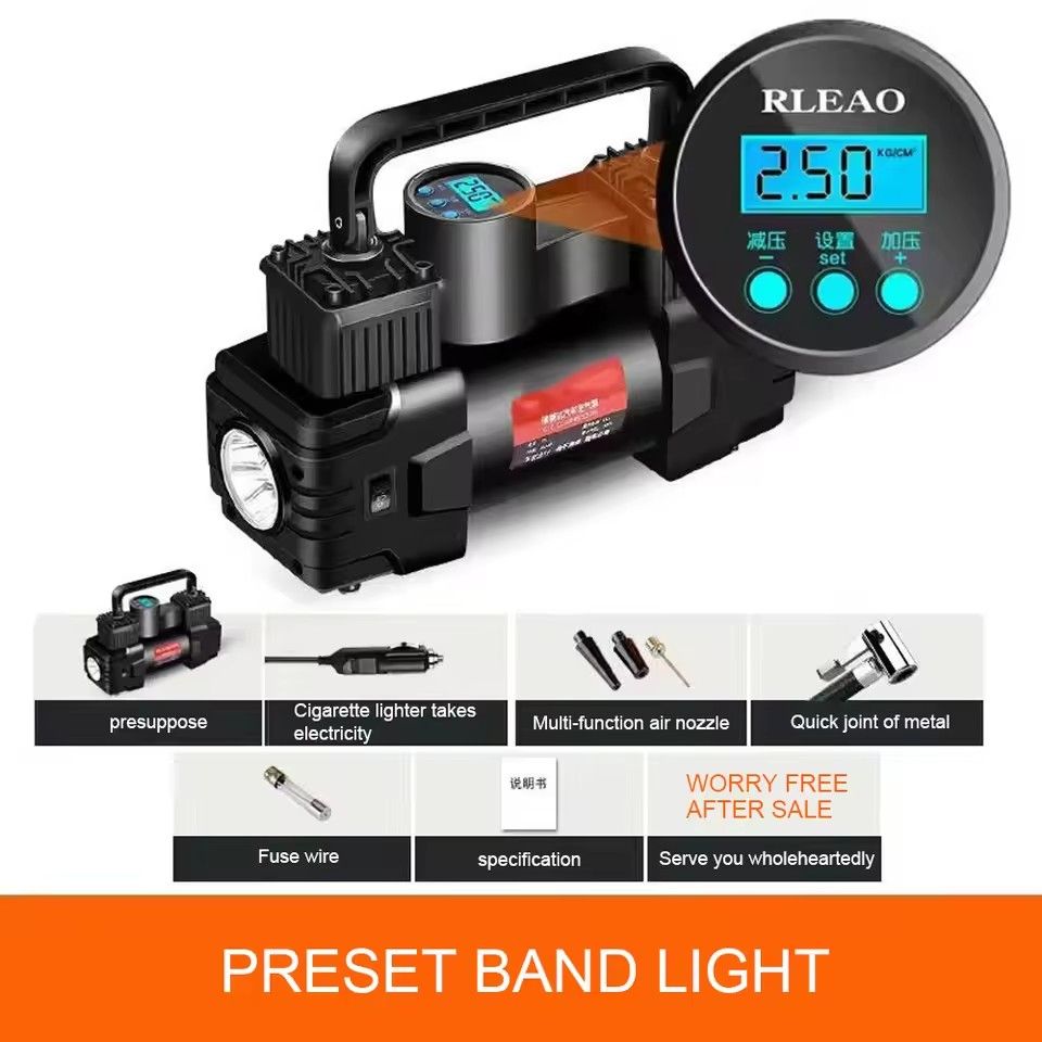 12V 150PSI Mini Air Compressor Dual Cylinder Heavy Duty Tire Inflator With LED Light Car Electric Air Pump Auto Inflatable Tool
