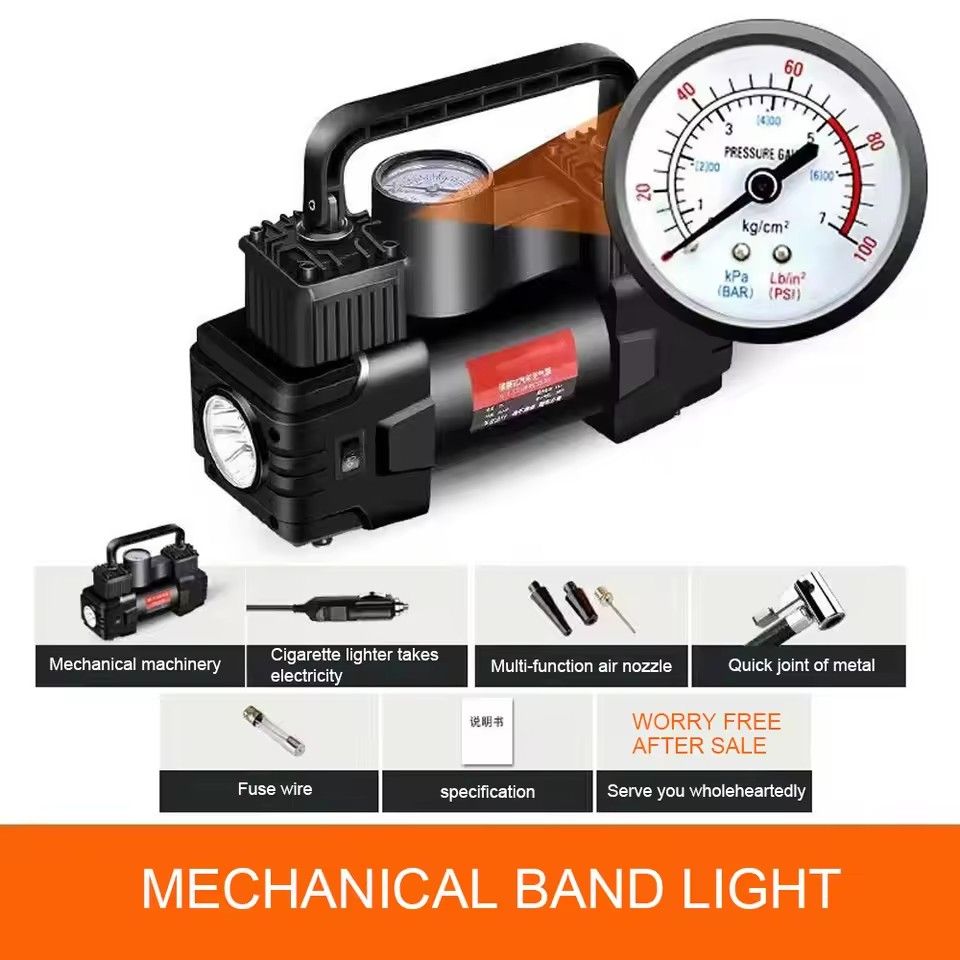 12V 150PSI Mini Air Compressor Dual Cylinder Heavy Duty Tire Inflator With LED Light Car Electric Air Pump Auto Inflatable Tool