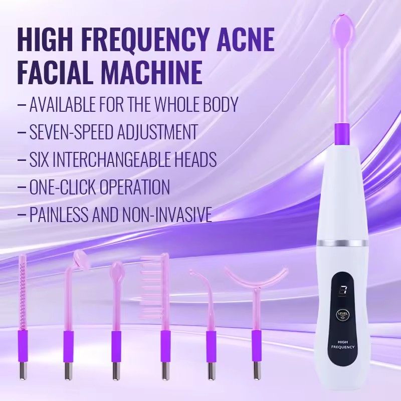 New 6in1 Dual Mode High Frequency Wand Orange (Argon) for Acne Purple (Neon) for Firming Professional Home Spa Device Skin care