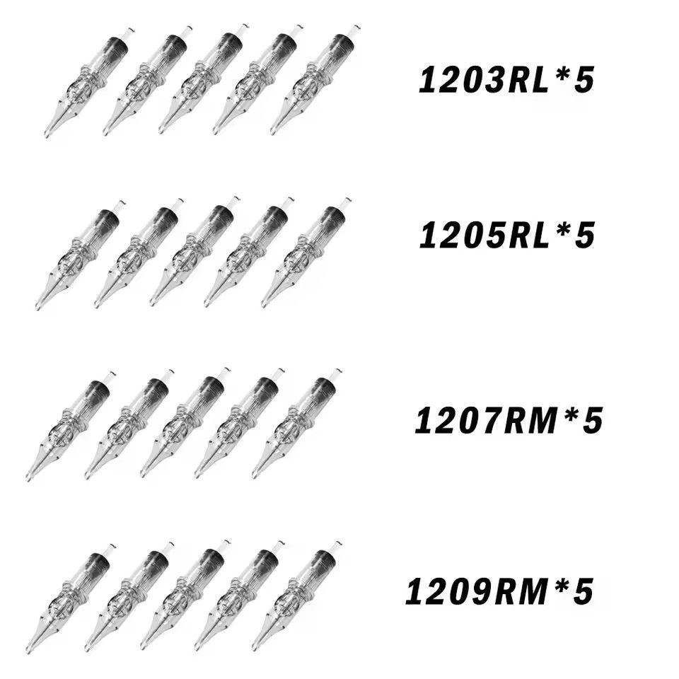 20/50PCS Transparent Tattoo Cartridge Needles RL RS M1 CM Disposable Sterilized Cartridge Needles for Tattoo Machine Pen Supply