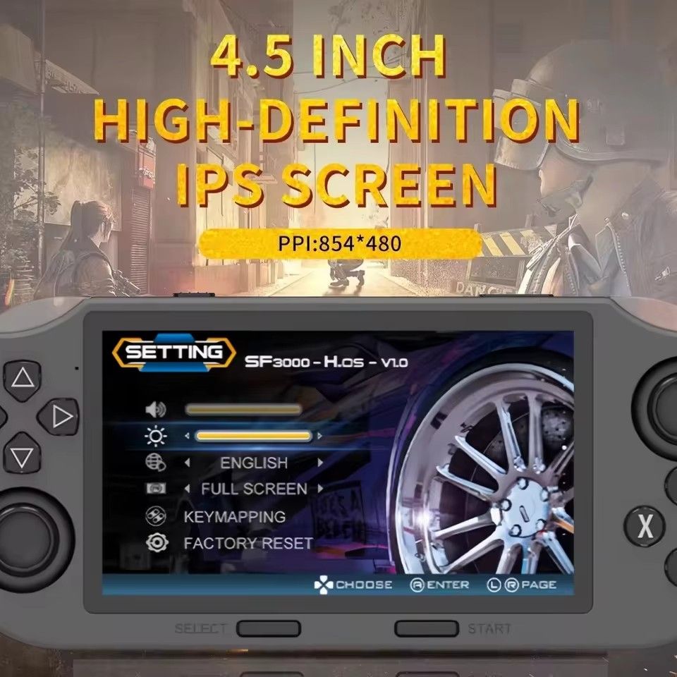 SF3000 Retro Handheld Video Game Console with 4.5 Inch 854*480 IPS Screen 3000mAh Portable Pocket Linux System Gaming Player