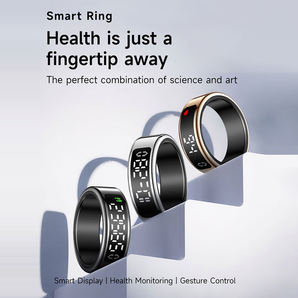 SY01 Smart Ring Heart Rate Blood Oxygen Sleep Monitoring Health Tracker with LED Display Screen Mini Smartring for Men & Wome