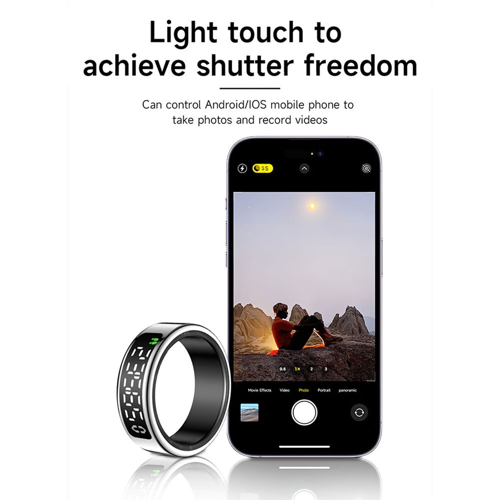 SY01 Smart Ring Heart Rate Blood Oxygen Sleep Monitoring Health Tracker with LED Display Screen Mini Smartring for Men & Wome