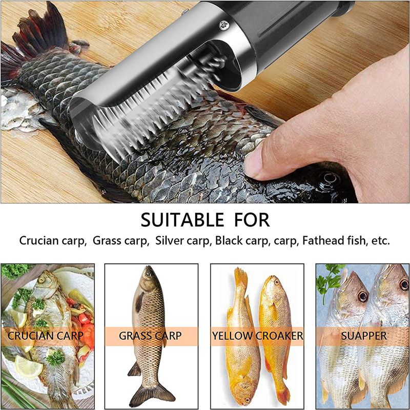 Portable Electric Fish Scraper Waterproof Fish Scale Remover Fish Scale Cleaner USB Rechargeable Fish Scale Knife Seafood Tools