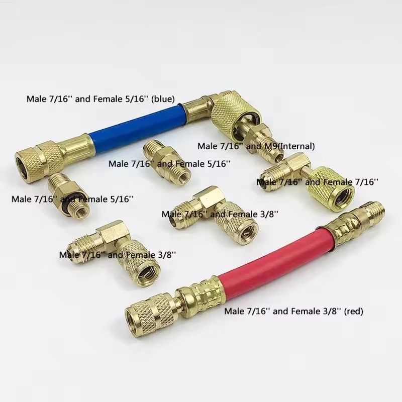 Automotive Conditioning Adapter Multi-purposes Car A/C Air Conditioner Refrigeration R134A R12 Converting Adapter Hose 8pcs/Set