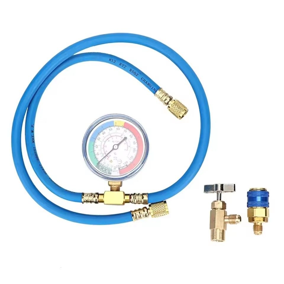 Refrigerant Charging Hose R134A with Gauge Automotive AC Refill Kit Compatible Gas Pressure Measuring Tool for Car Air Repair