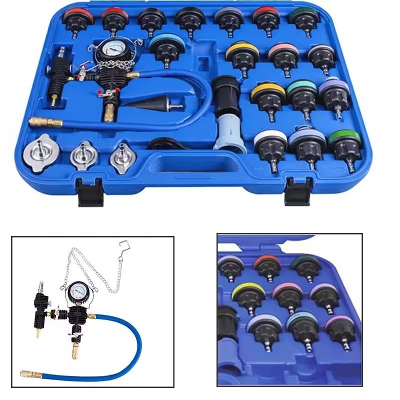 28Pcs Universal Radiator Pressure Tester Vacuum Type Cooling System Test Detector Set Testeur Refroidissement