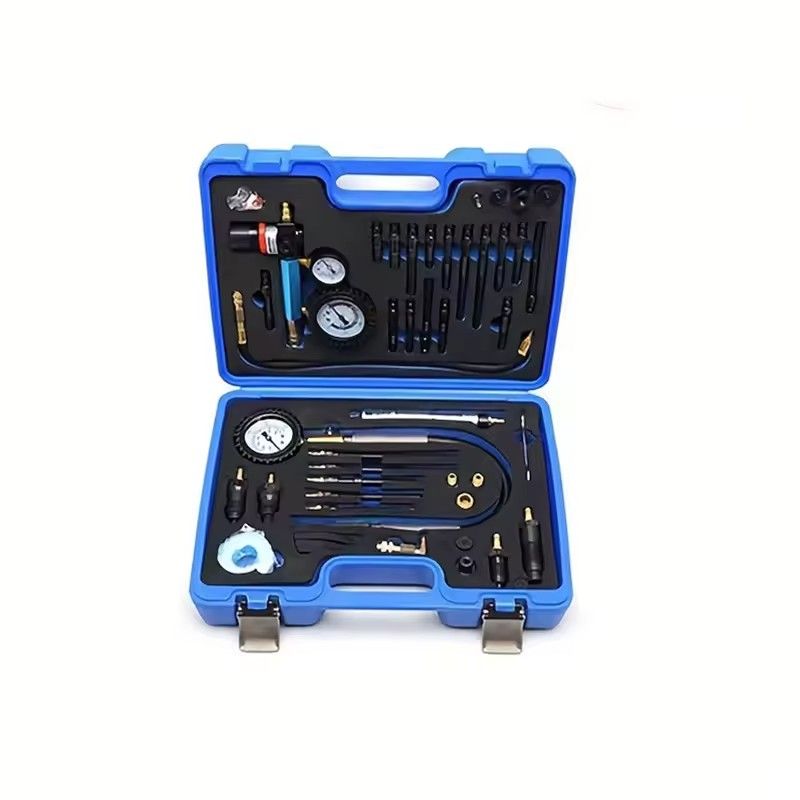 46pcs Compression Tester Pressure Loss Tester Kit for Diesel Petrol Engines Dual Gauge Leak Detector