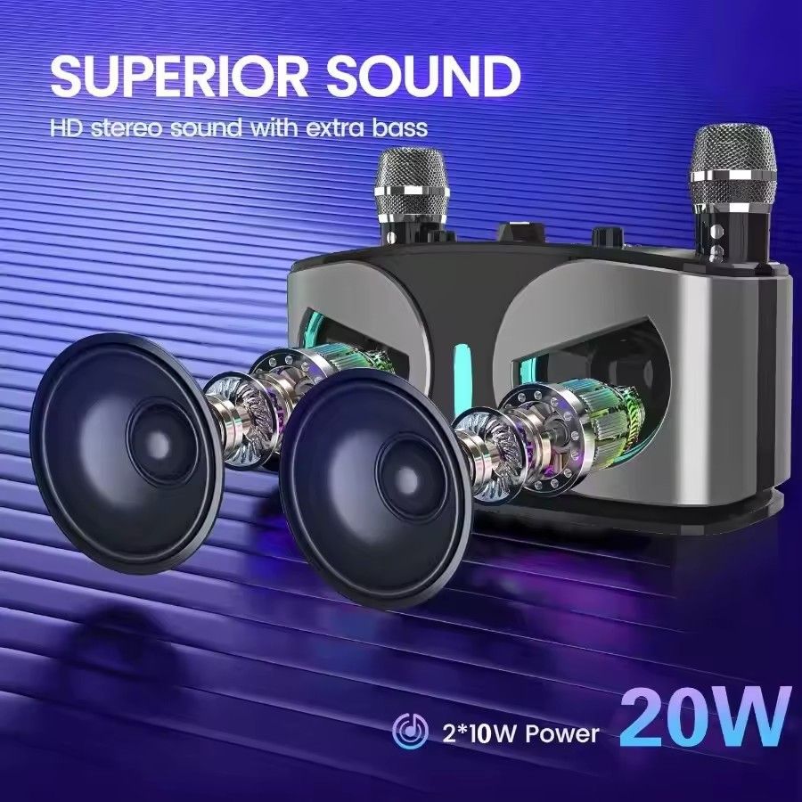 Owls 20W Powerful Wireless Bluetooth Speaker with Dual Mics Portable HIFI Sound Outdoor Family Party Karaoke Subwoofer Box Gifts
