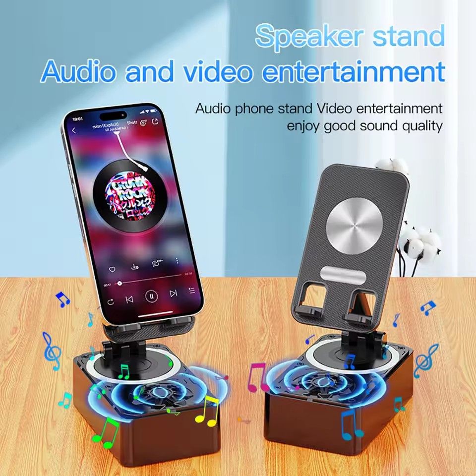 3 in 1 Cell Phone Holder Stand With Bluetooth Speaker Phone Charging Portable Adjustable Desktop Live Lazy Phone Tablet Bracket