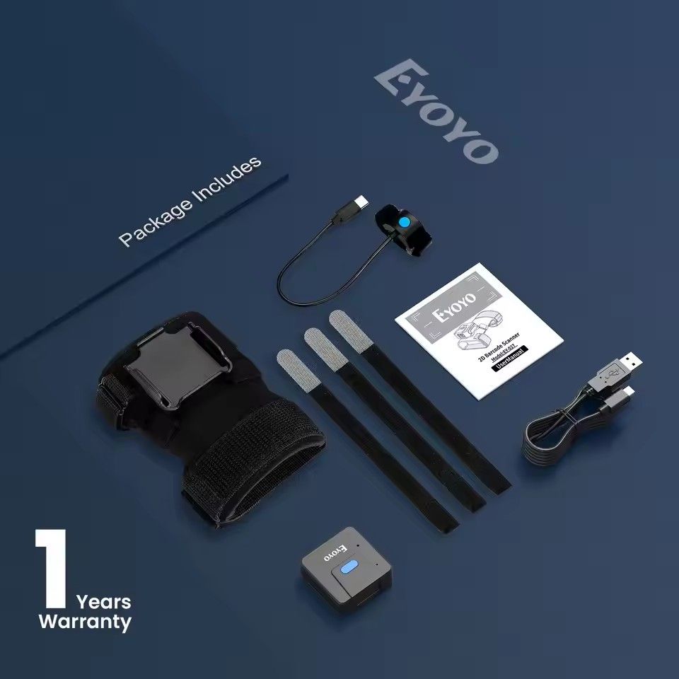 Eyoyo 2D Bluetooth Barcode Scanner Left&Right Hand Glove Wearable Scanner Patable 1D QR Finger Bar Code Reader Wireless Device