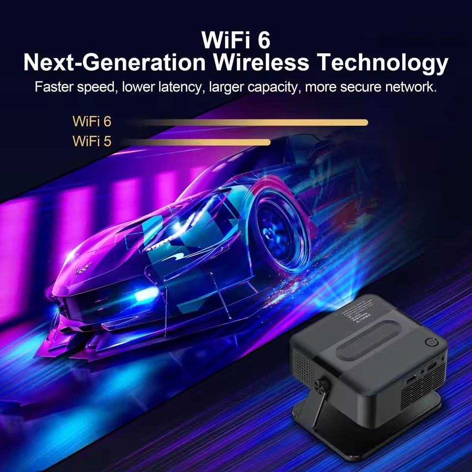 Salange HA109 Mini Projector Android11 WiFi6 BT5.0 280 ANSI 720P Built-in App Mirror SmartPhone for 1080P 4K Video Home Cinema