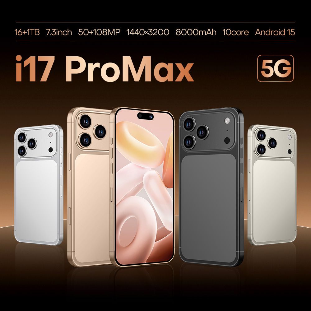 i17ProMax 4G Android Smartphone, Wireless Charging Supported, Full HD Full-Screen, Slim Phone for Photography & Gaming