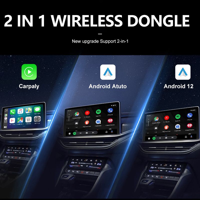 Wireless CarPlay Android Auto 2in1 AI Smart Box Mini Car Play Adapter Apple Carplay Wireless Android Auto Bluetooth for The Car