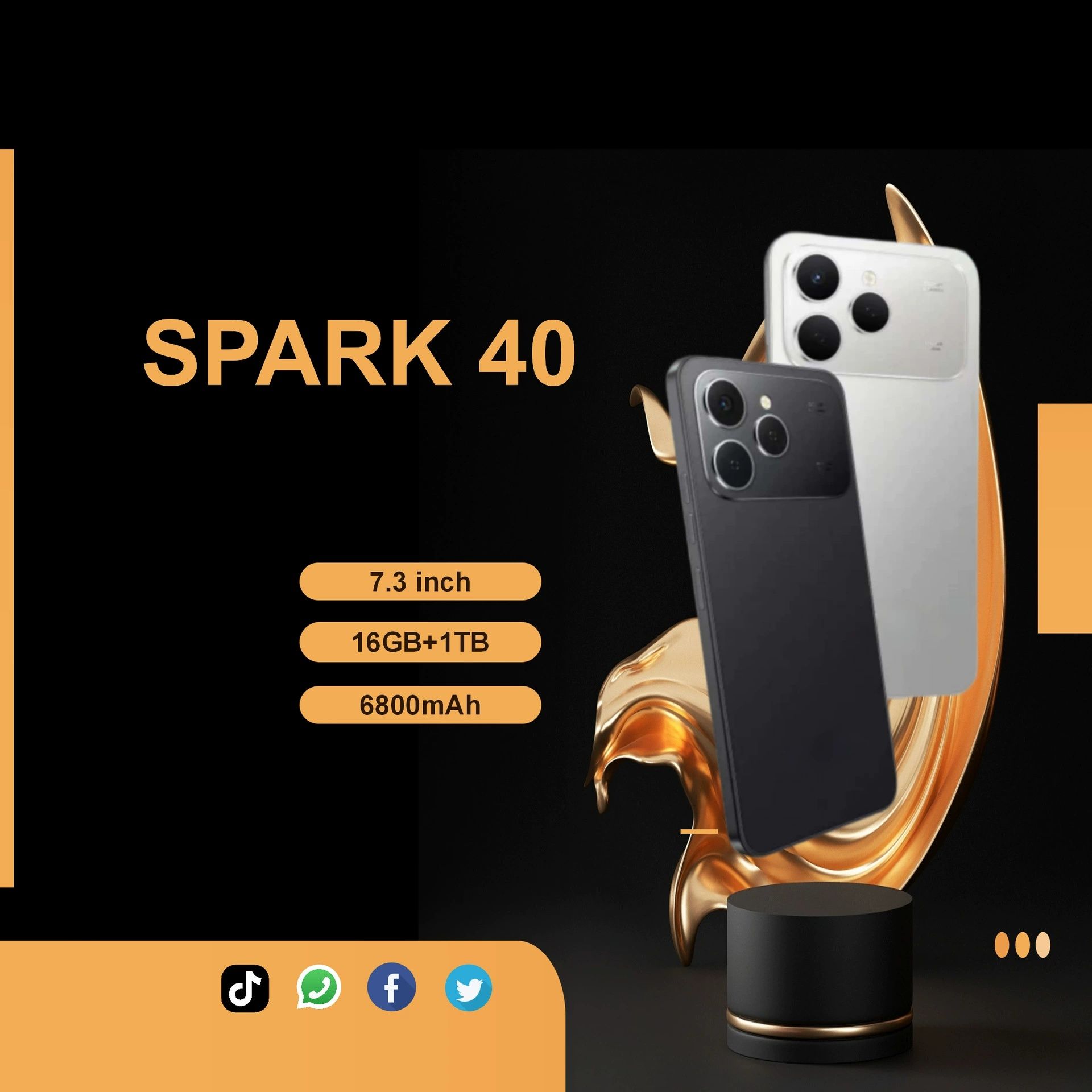 SPARK 40 Smartphone 3GB RAM 32GB ROM 6.6-Inch Cellphone Android 14 MTK6737 Quad Core 13MP+16MP Dual Camera 5000mAh Mobile Phone