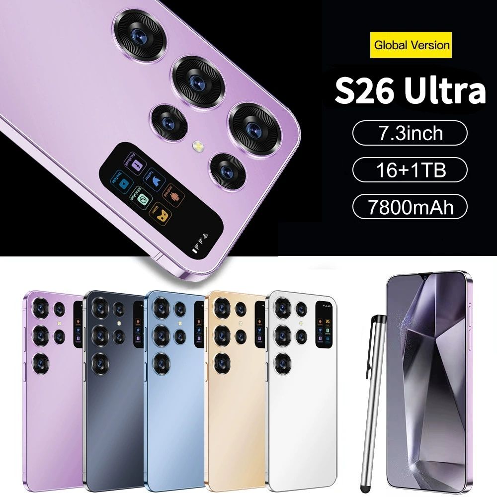 S26 Ultra Android smart 5G mobile phone with 7.3-inch screen and Android 16 operating system, 1TB of storage capacity