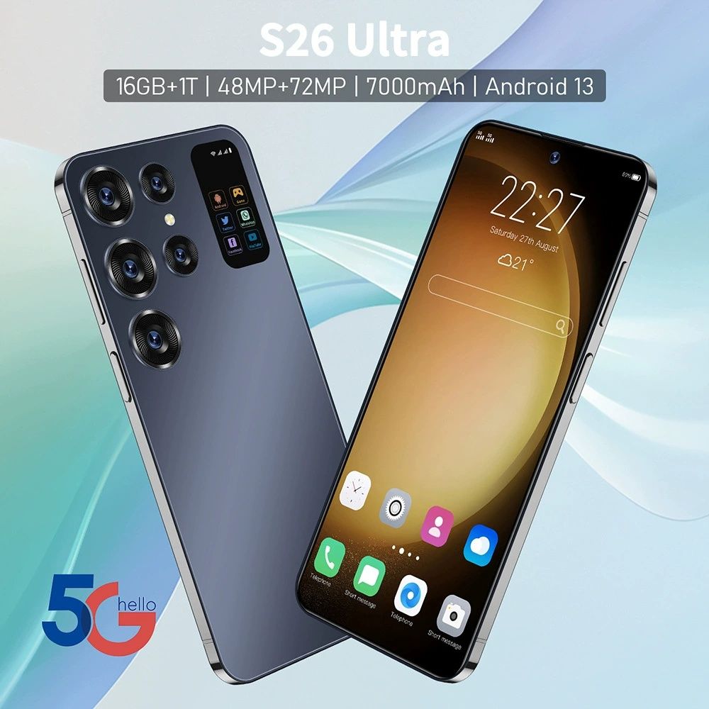 S26 Ultra Android smart 5G mobile phone with 7.3-inch screen and Android 16 operating system, 1TB of storage capacity