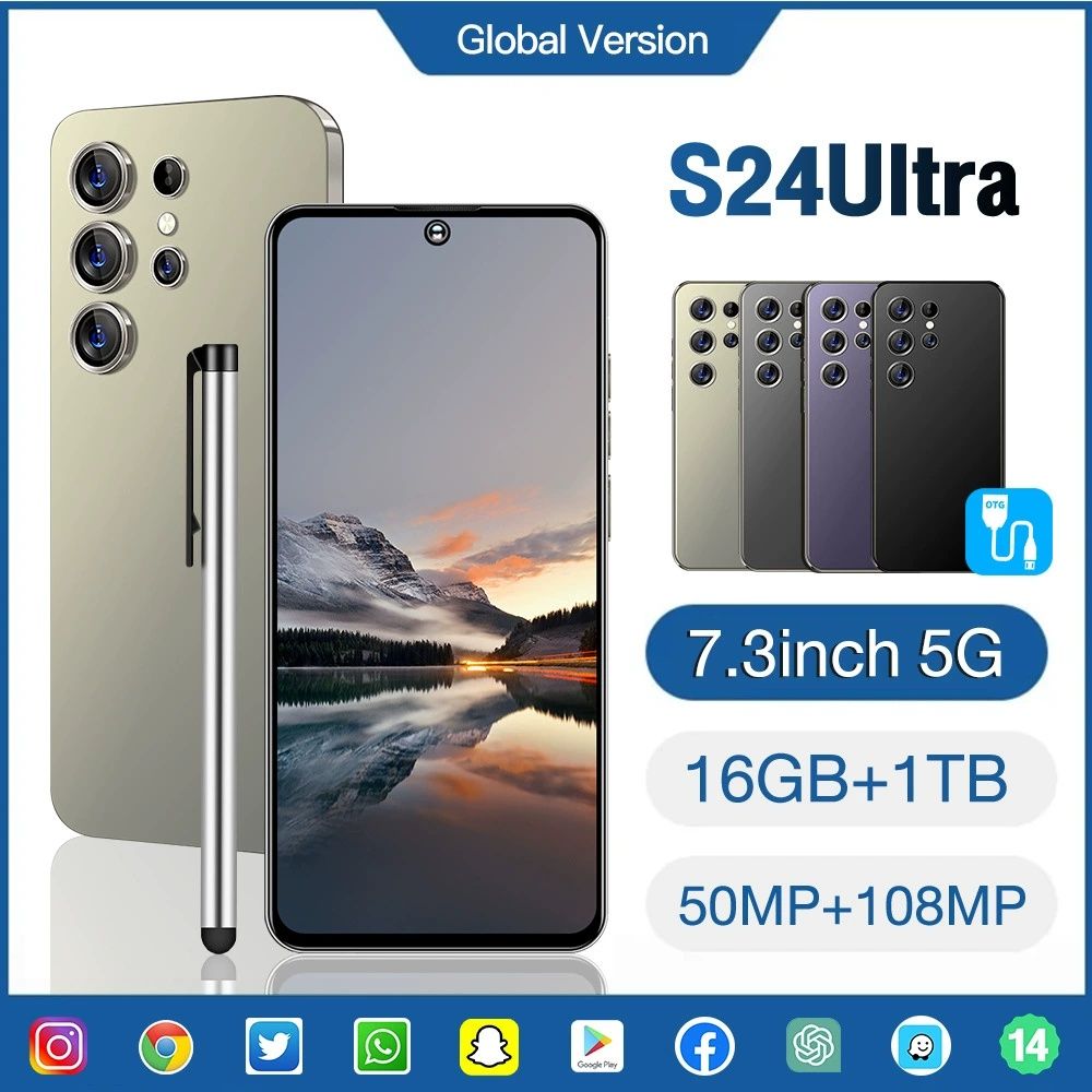S24 Ultra cross-border mobile phone with a 7.3-inch large screen and 2+16GB storage capacity. Originating factory.