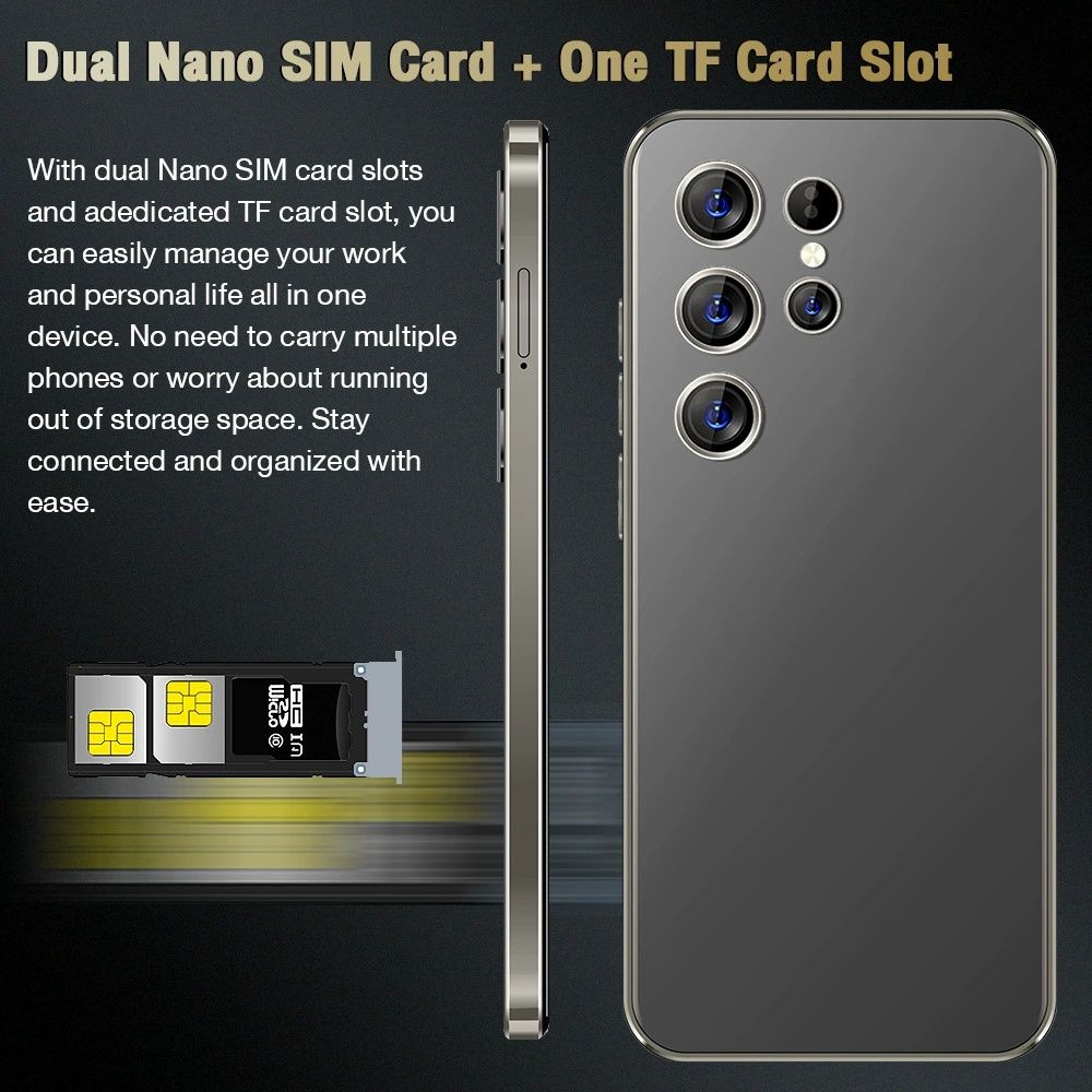 S24 Ultra cross-border mobile phone with a 7.3-inch large screen and 2+16GB storage capacity. Originating factory.