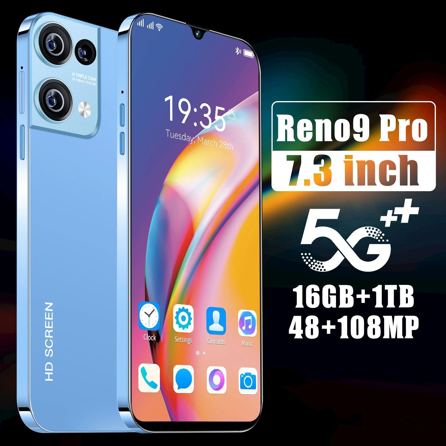 Mobile Reno9 Pro Android integrated device with 16GB RAM and 1TB storage. The original source of the smartphone.