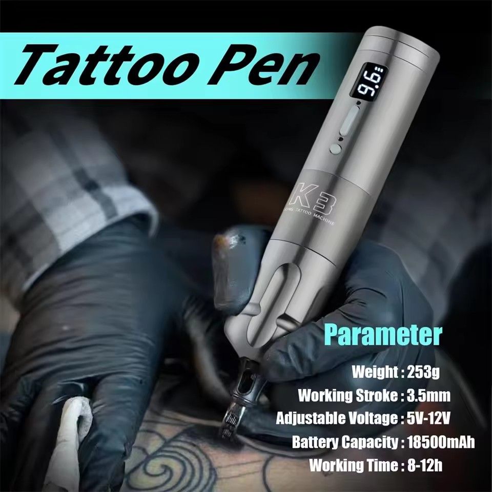 New Digital Led Display Rotary Mast Tattoo Pen Machine Wireless Tattoo Machine Coreless Tattoo Motor Tattoo Machine Kit Complete