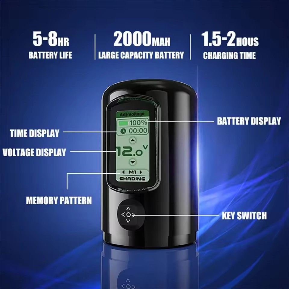 Wireless Tattoo Machine Rotaty Battery Pen Brushless Motor with 2000mAh Battery LED Digital Display For Tattoo Body Art