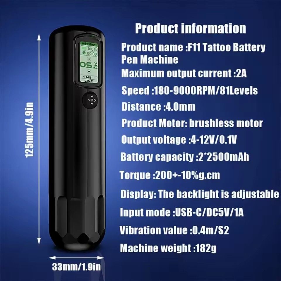 Wireless Tattoo Machine Rotaty Battery Pen Brushless Motor with 2000mAh Battery LED Digital Display For Tattoo Body Art