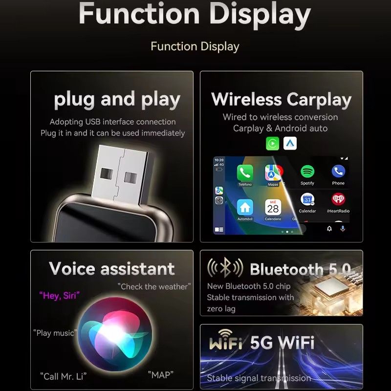 Wireless CarPlay Android Auto Apple Carplay Wireless Android Auto Mini Car Play Adapter 2in1 AI Smart Box Bluetooth for The Car