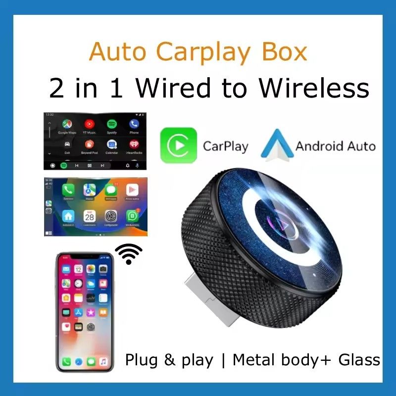 2-in-1 CarPlay Android Auto Wireless Adapter Plug And Play Ai Box Wireless Android Auto Adapter with Voice Control