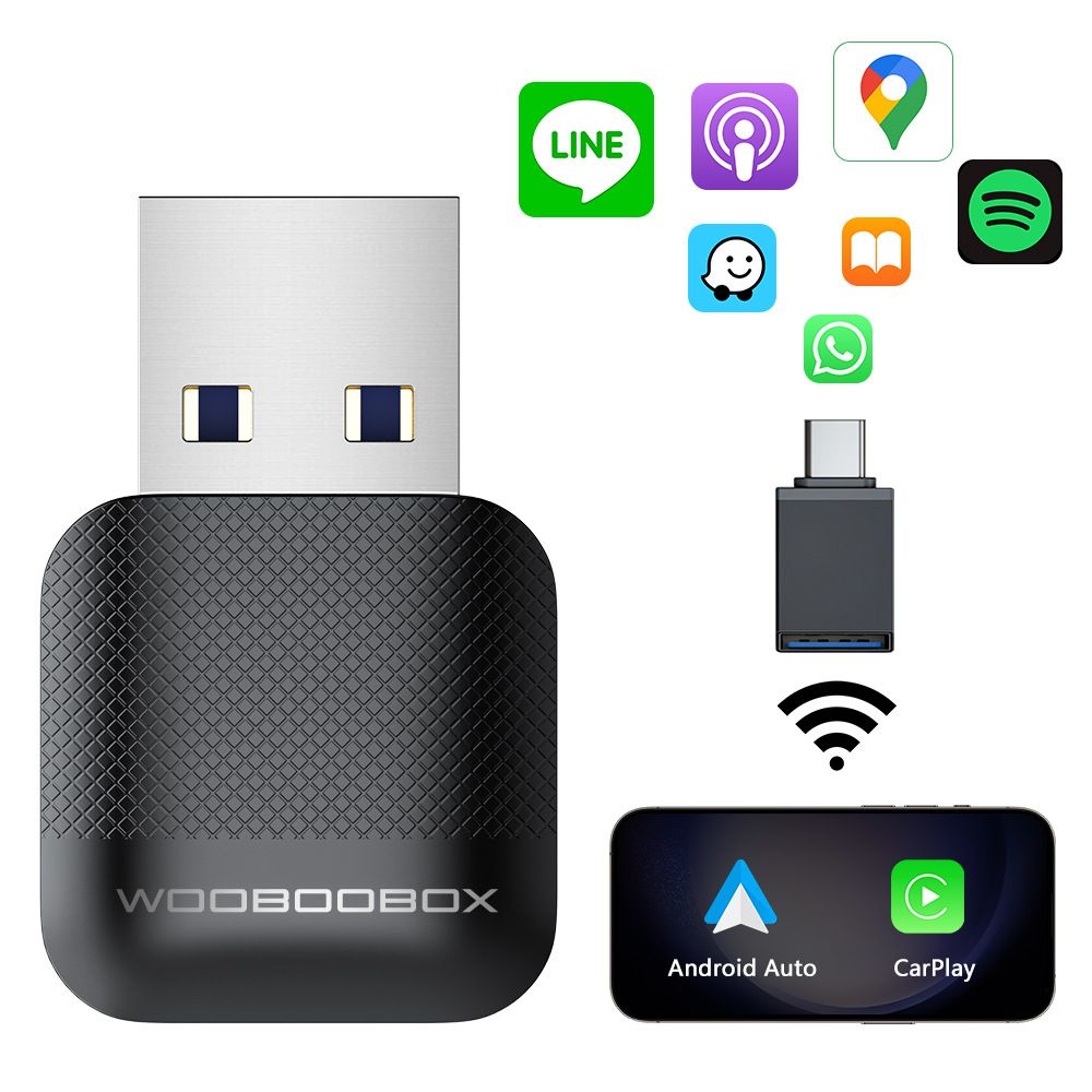 New Wired to Wireless CarPlay and Android Auto 2 in 1 AI Smart Adapter 5GHz WiFi5 for 99% Original Wired CarPlay/Auto Cars