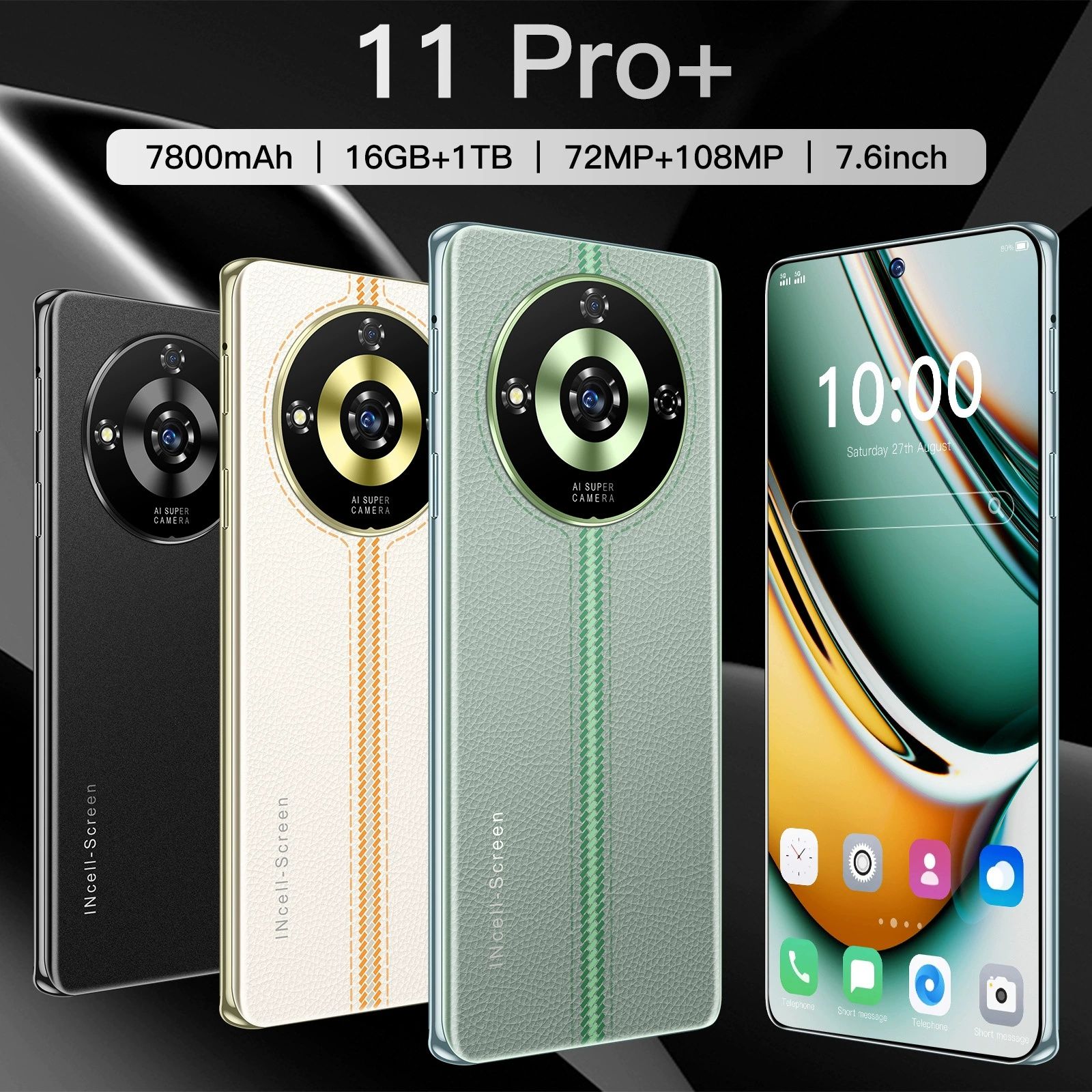 New 11 Pro+ cross-border mobile phone with 6.8-inch screen, 3GB RAM and 64GB storage. It is a genuine 4G Android export mobile phone.