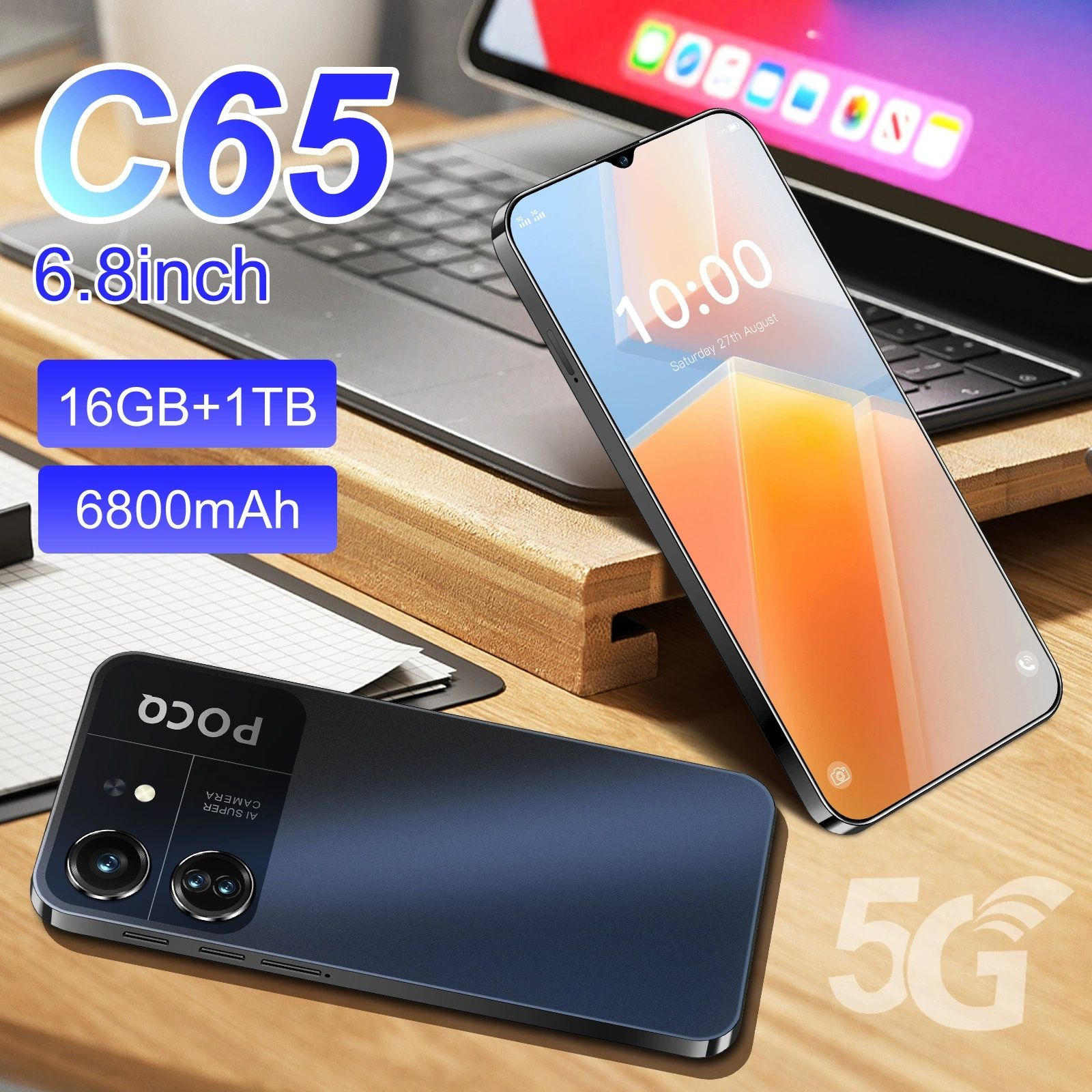 New C65 Unlocked Phone 6.8" Incell Screen 2+16G Android 8.1 True 4G Foreign Trade Version
