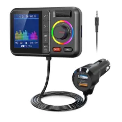 Bluetooth 5.3 Car FM Transmitter, Hi-Fi Treble & Bass Music Player, PD20W QC18W Fast Car Charger, Radio Bluetooth Car Ad