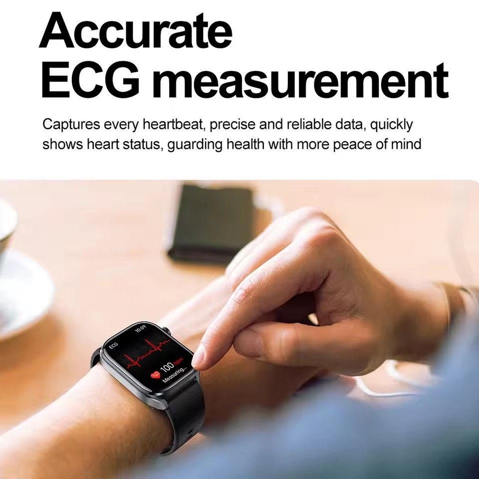 AI Health SmartWatch ECG+HRV Blood Lipid Uric Acid Micro-examination Flashlight 2.5D UI Voice Call Smart Watch Men Women