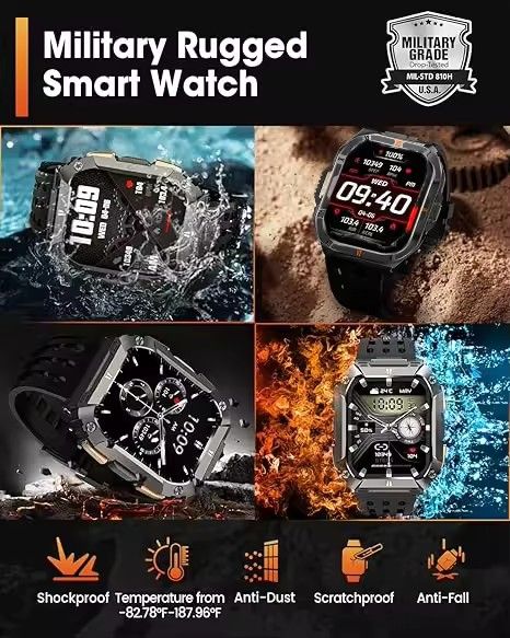 Military Grade Smart Watch Men 2.01" AMOLED Screen 5ATM Waterproof Sports Fitness Tracker BT Call Smartwatch 2026 New For Xiaomi