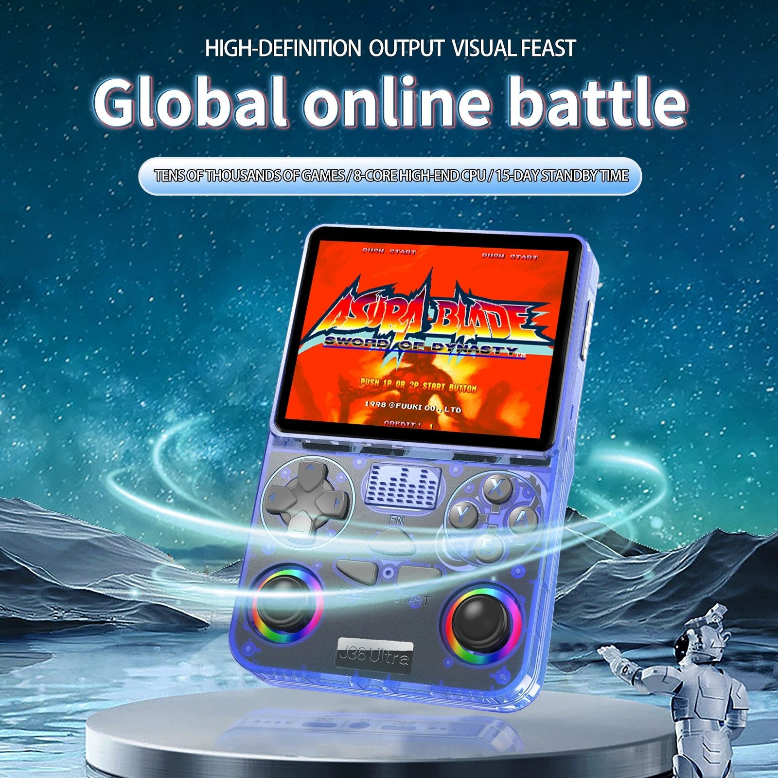 2026 J36 Ultra Global Battle PSP Games Android Handheld Gaming Console WiFi Connectivity Portable Retro Arcade Games Nostalgic