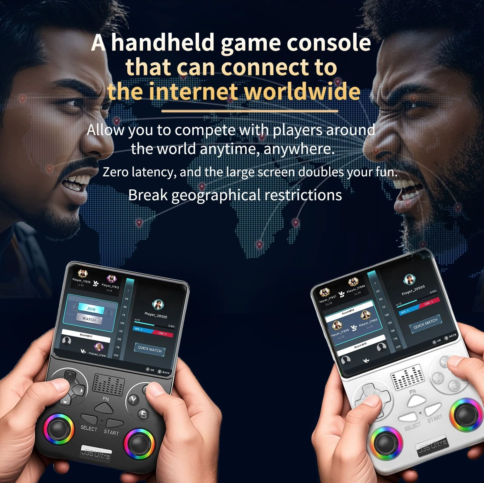 2026 J36 Ultra Global Battle PSP Games Android Handheld Gaming Console WiFi Connectivity Portable Retro Arcade Games Nostalgic
