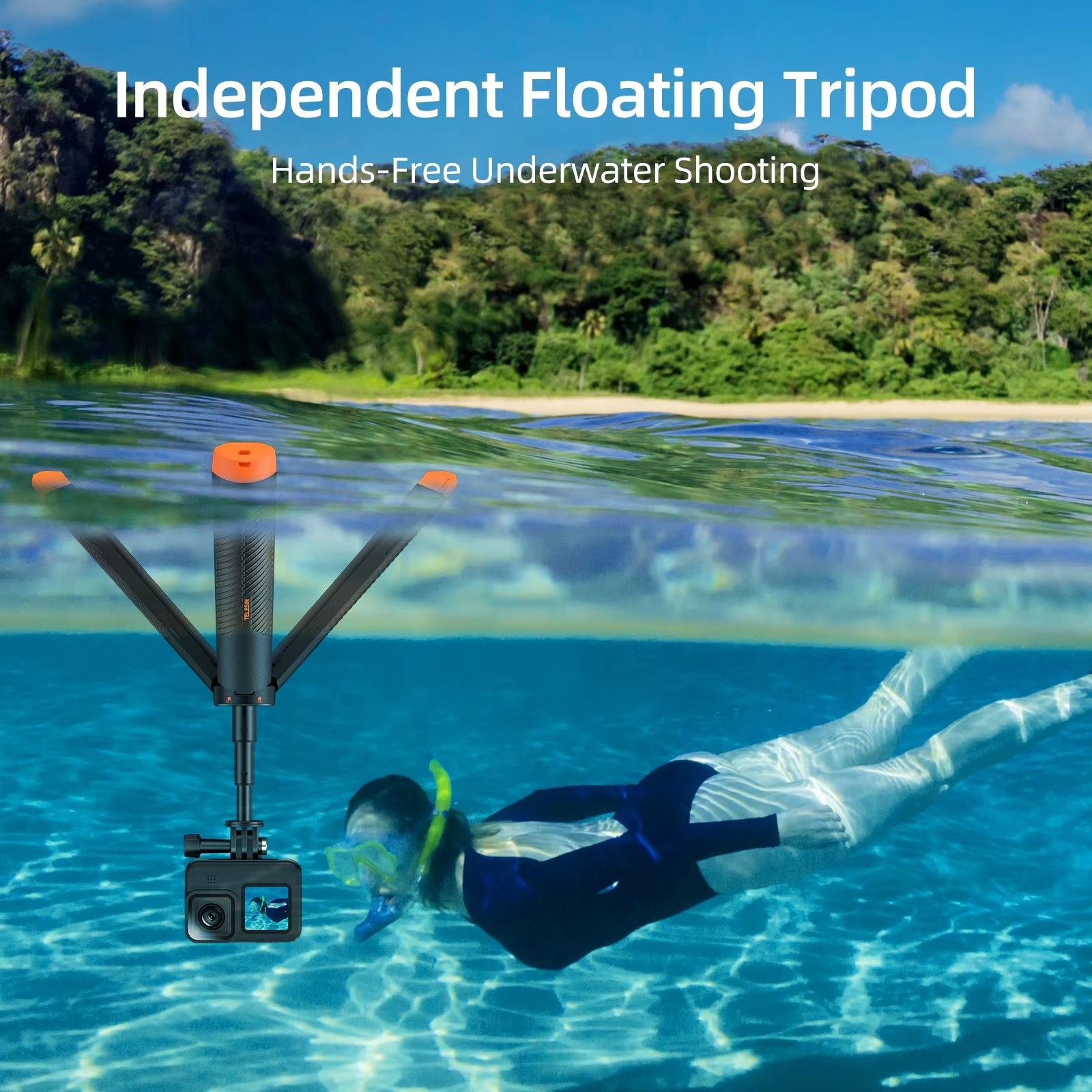 TELESIN Underwater Buoyancy bar Diving Extendable Selfie Stick Tripod For Gopro Insta360 DJI OSMO Action Camera Accessories