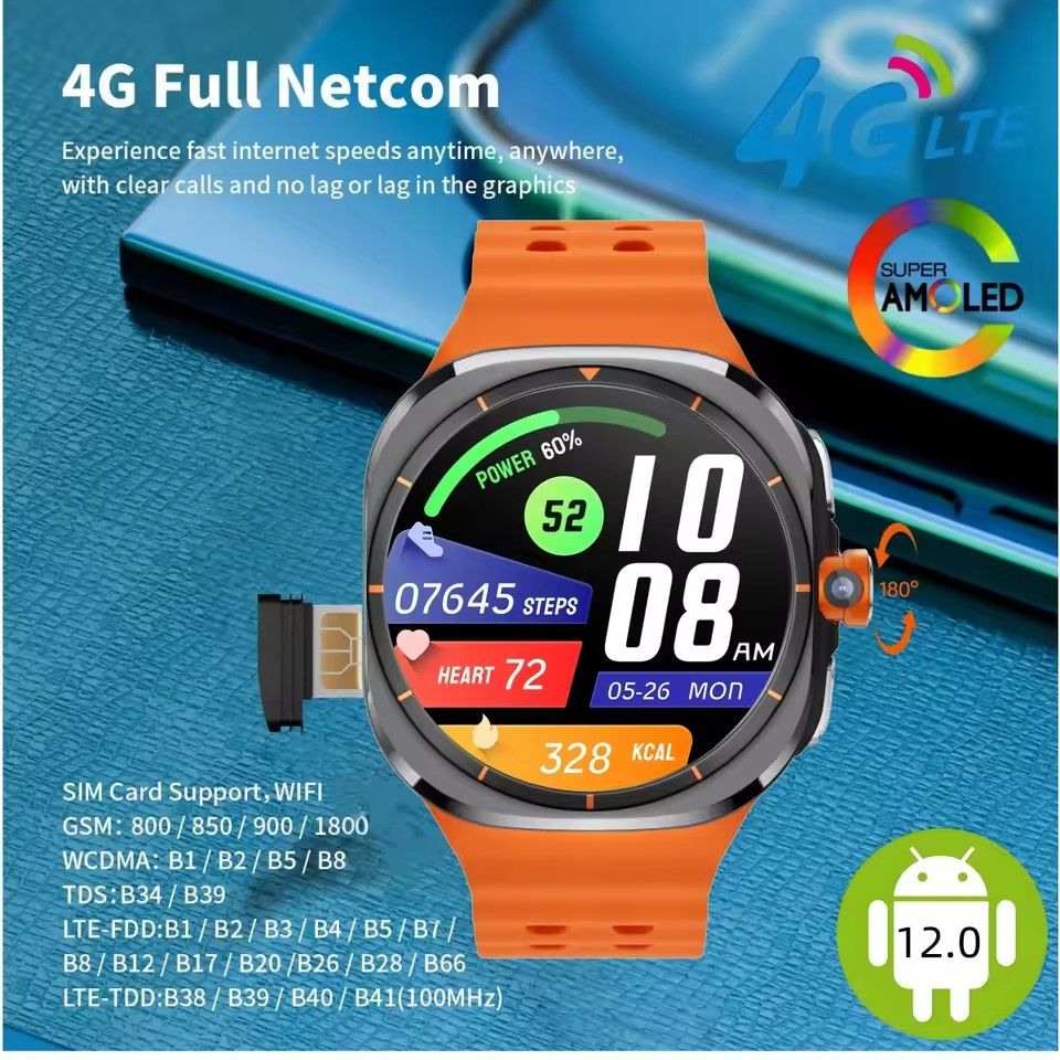 Watch Ultra 5G Smart Watch Amoled Android 12.0 System Rotary Camera GPS WIFI App Download Global Calling 16GB+256GB Smartwatch