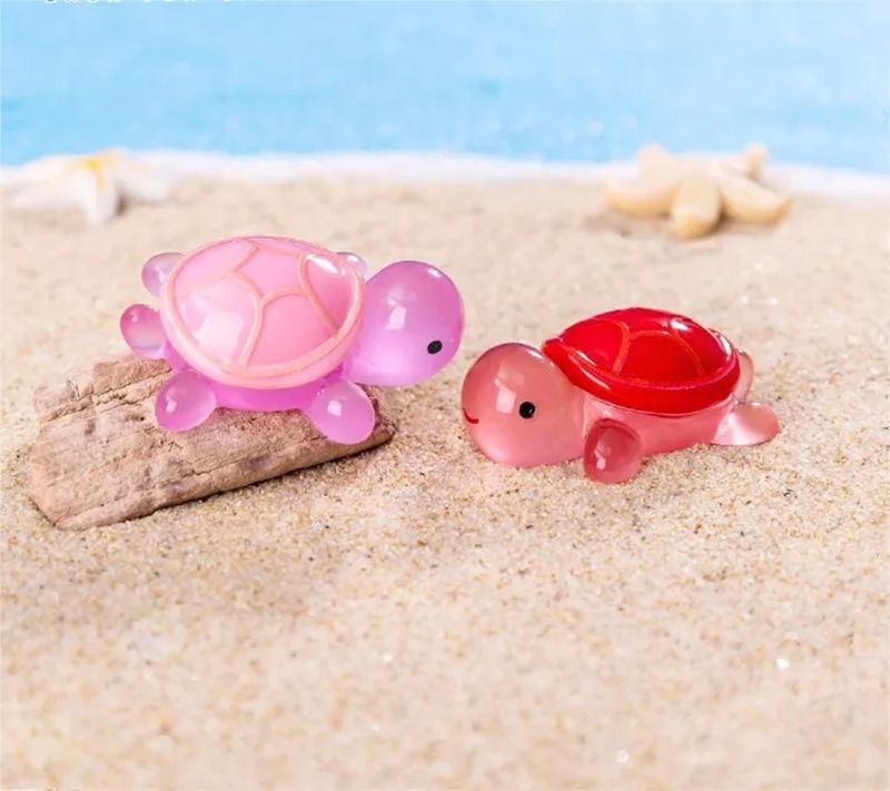 10pcs Cute Cartoon Resin Luminous Turtle Ornament Cartoon Aquarium Fish Tank Miniature Desktop DIY Home Decoration Accessories Gifts