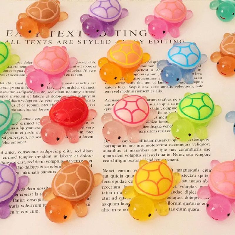 10pcs Cute Cartoon Resin Luminous Turtle Ornament Cartoon Aquarium Fish Tank Miniature Desktop DIY Home Decoration Accessories Gifts