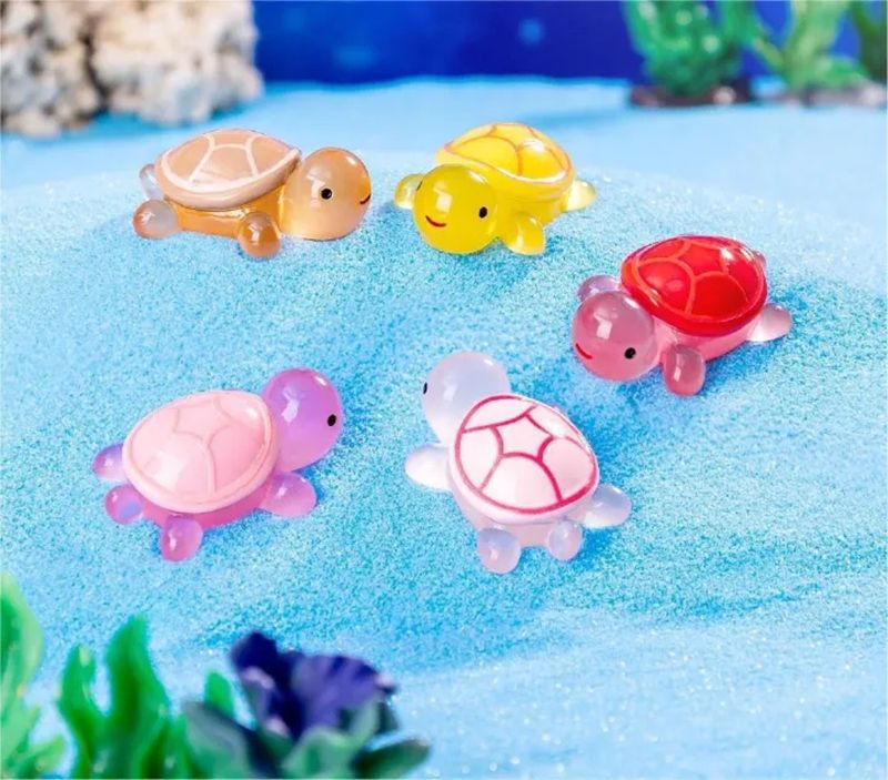 10pcs Cute Cartoon Resin Luminous Turtle Ornament Cartoon Aquarium Fish Tank Miniature Desktop DIY Home Decoration Accessories Gifts