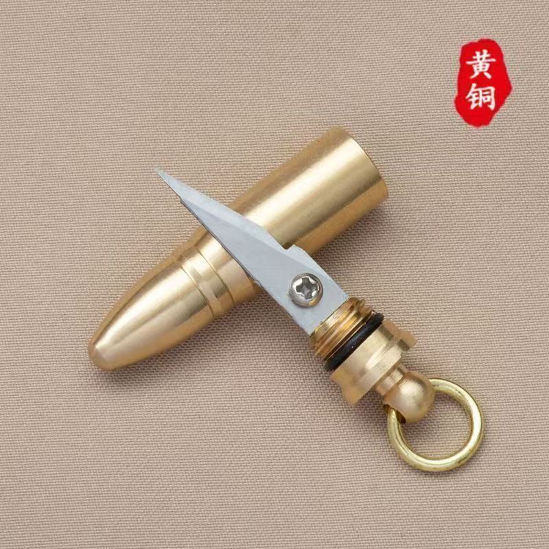 Mini Brass Knife Portable Open Courier Keychain Utility Knife Outdoor Camping Mini Cut Paper Knife Keychain Pendant Gift