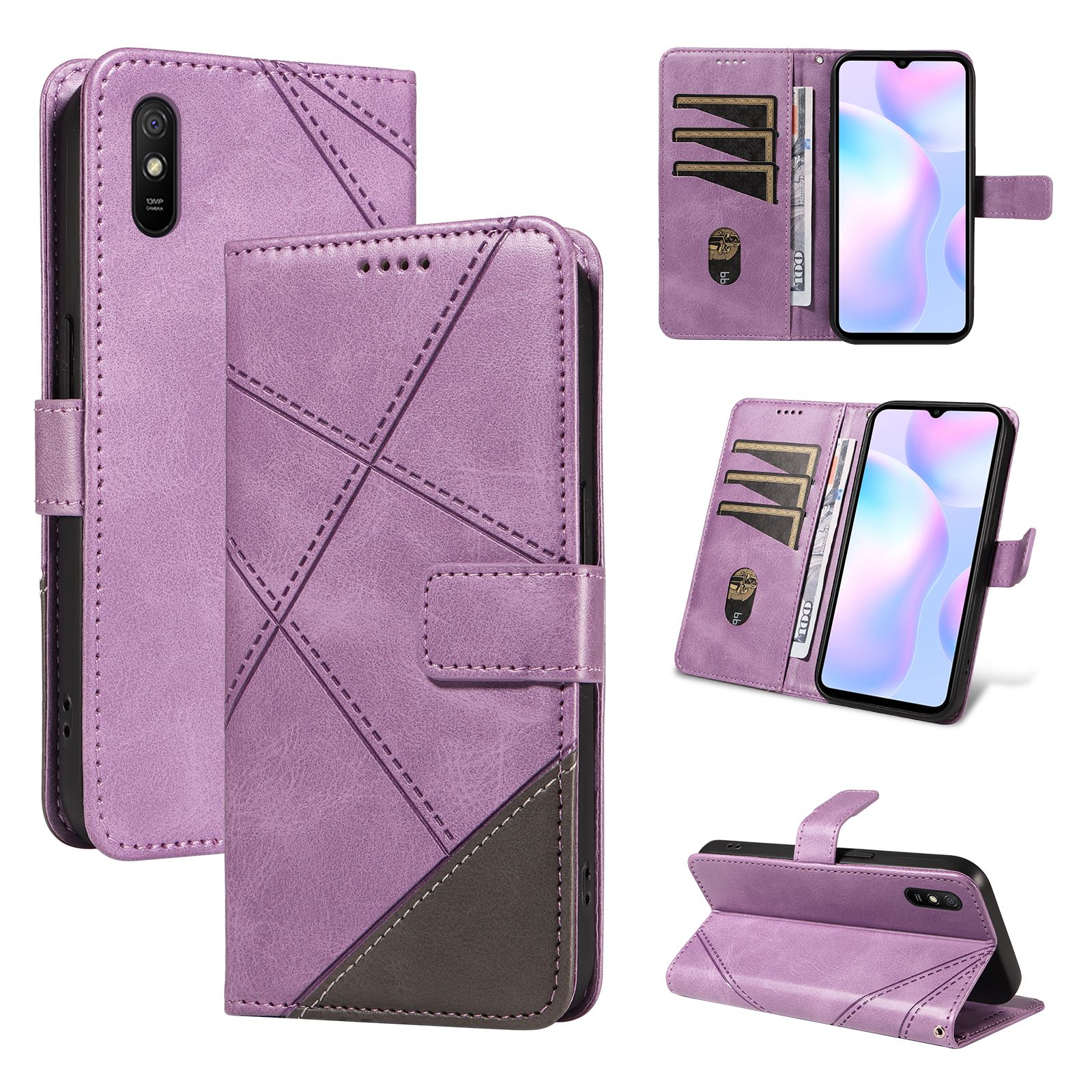 (katu2024) PU Leather Wallet Case For Xiaomi Redmi 9A Flip Stand Card Book Phone Cover