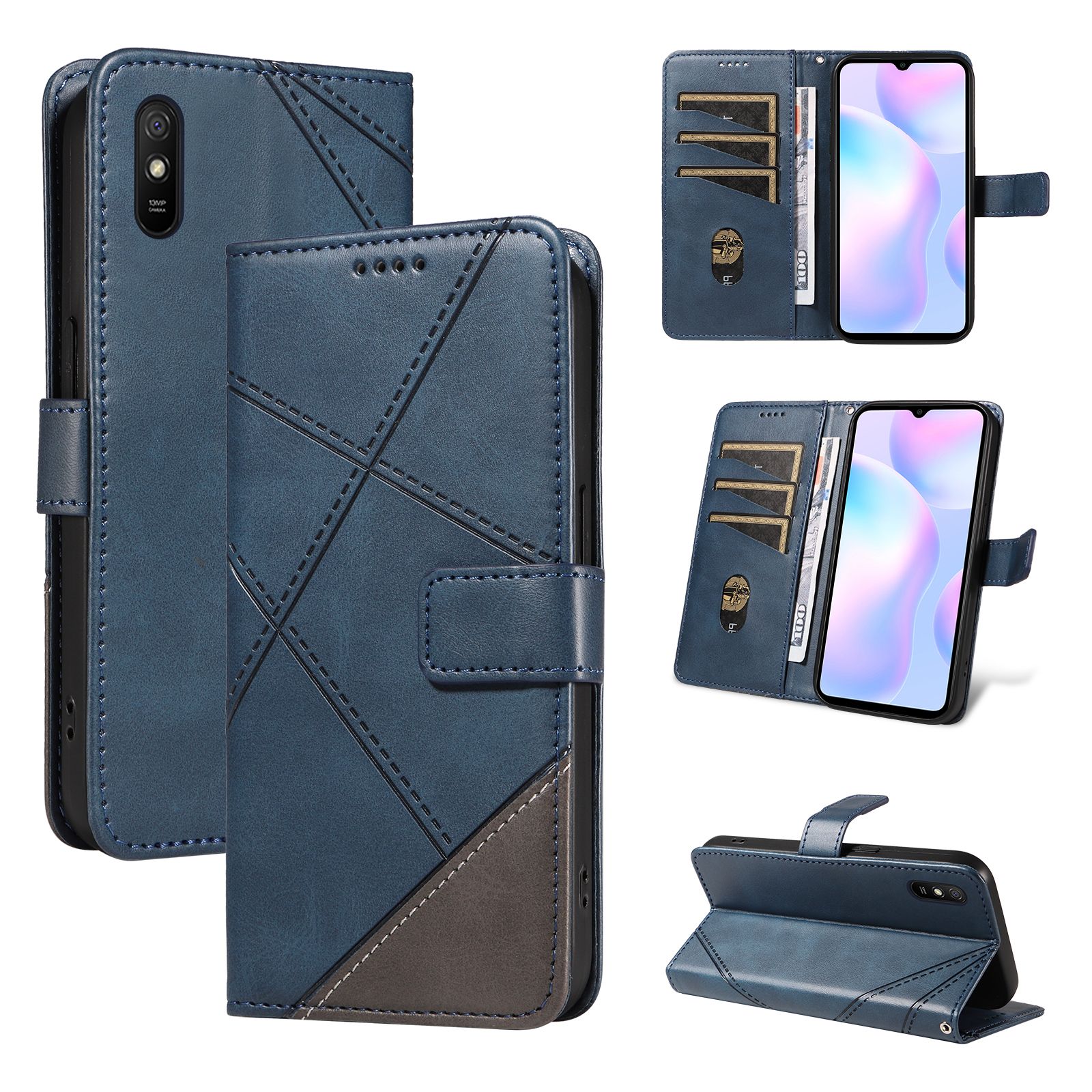 (katu2024) PU Leather Wallet Case For Xiaomi Redmi 9A Flip Stand Card Book Phone Cover